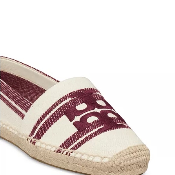Tory Burch DOUBLET JACQUARD ESPADRILLE
STRIPE LOGO Women's Burgundy and Cream 9 - Picture 3 of 11